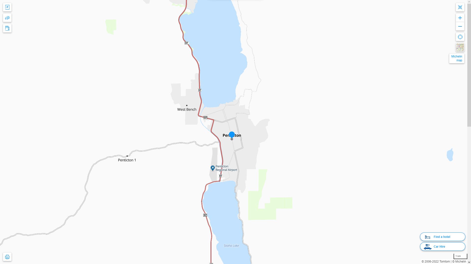 Penticton Highway and Road Map